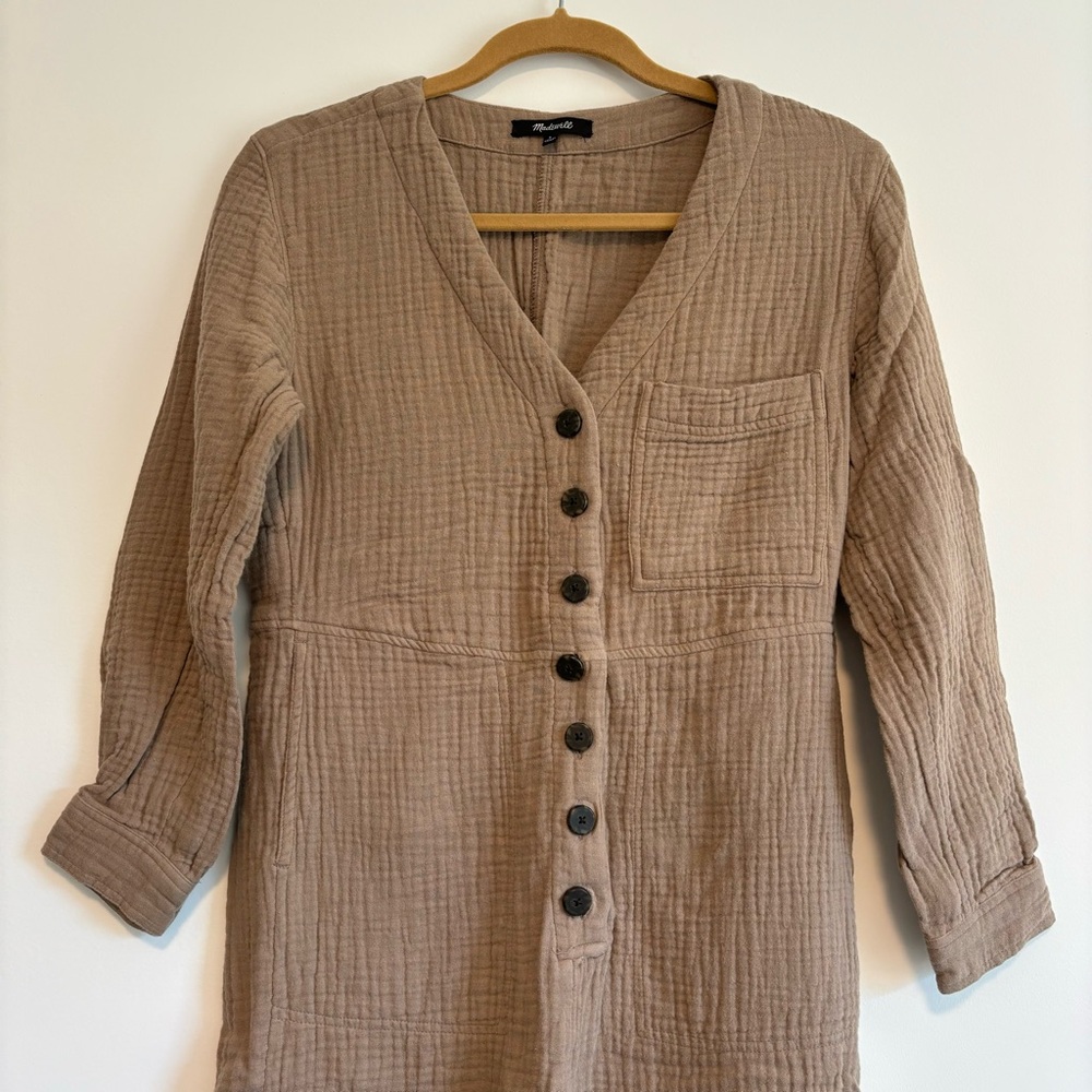 Madewell long sleeve waffle jumpsuit